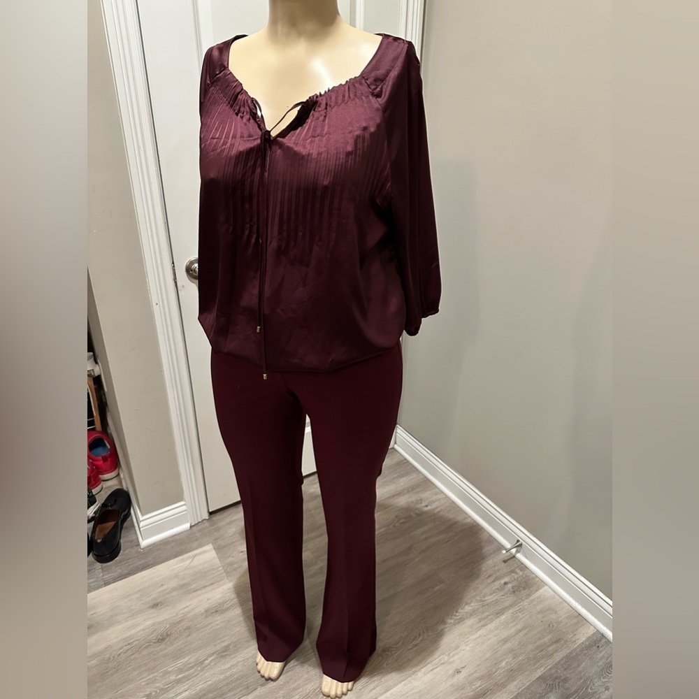 Burgundy Elastic Waist Blouse XL